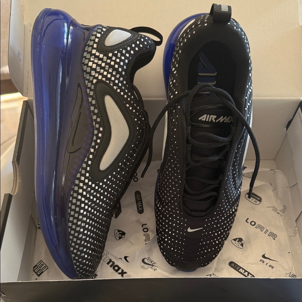 Nike Air Max 720 Black White with Purple Air Unit